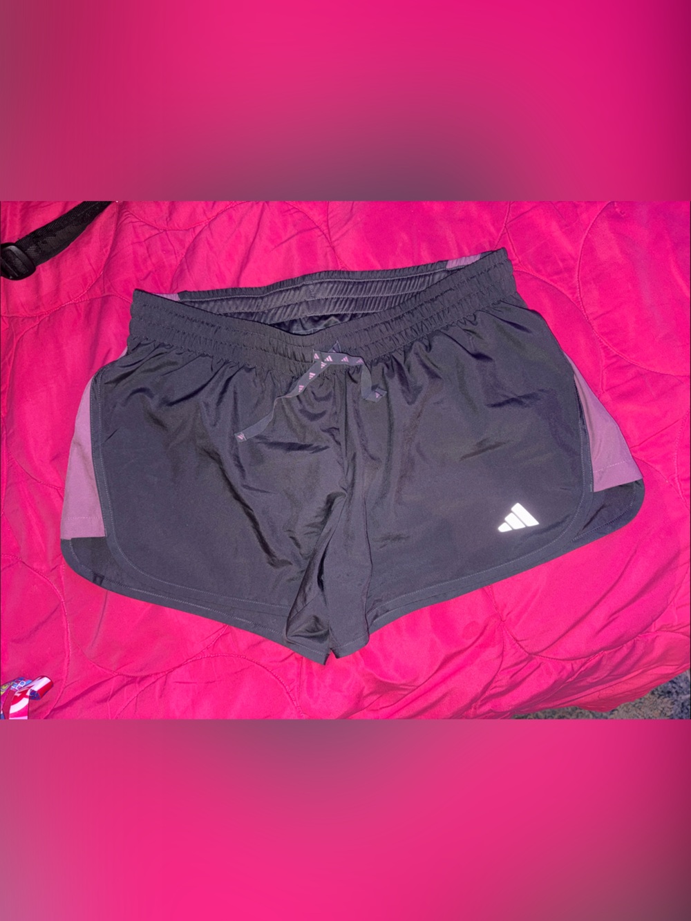 adidas Grey Shorts with Pink Side Panel - Picture 2 of 3